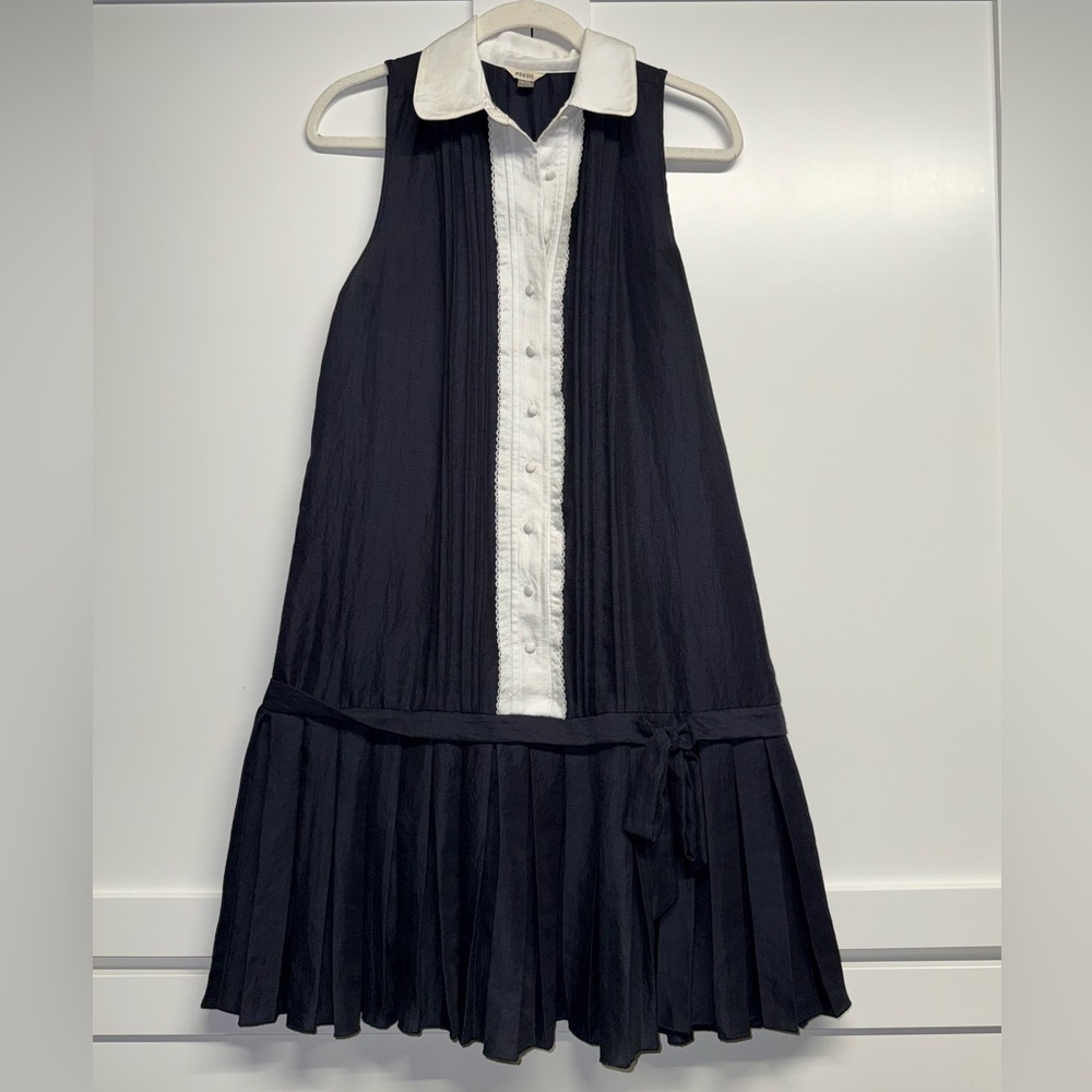 Fossil Navy and White Formal Pleated Dress